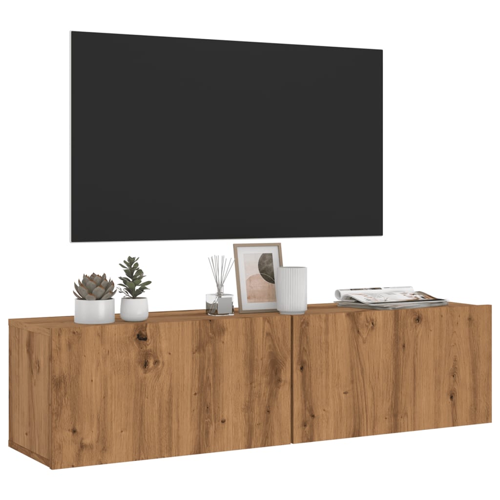 Vegghengt Tv-Benk Artisan Eik 120X30X30 Cm Konstruert Tre