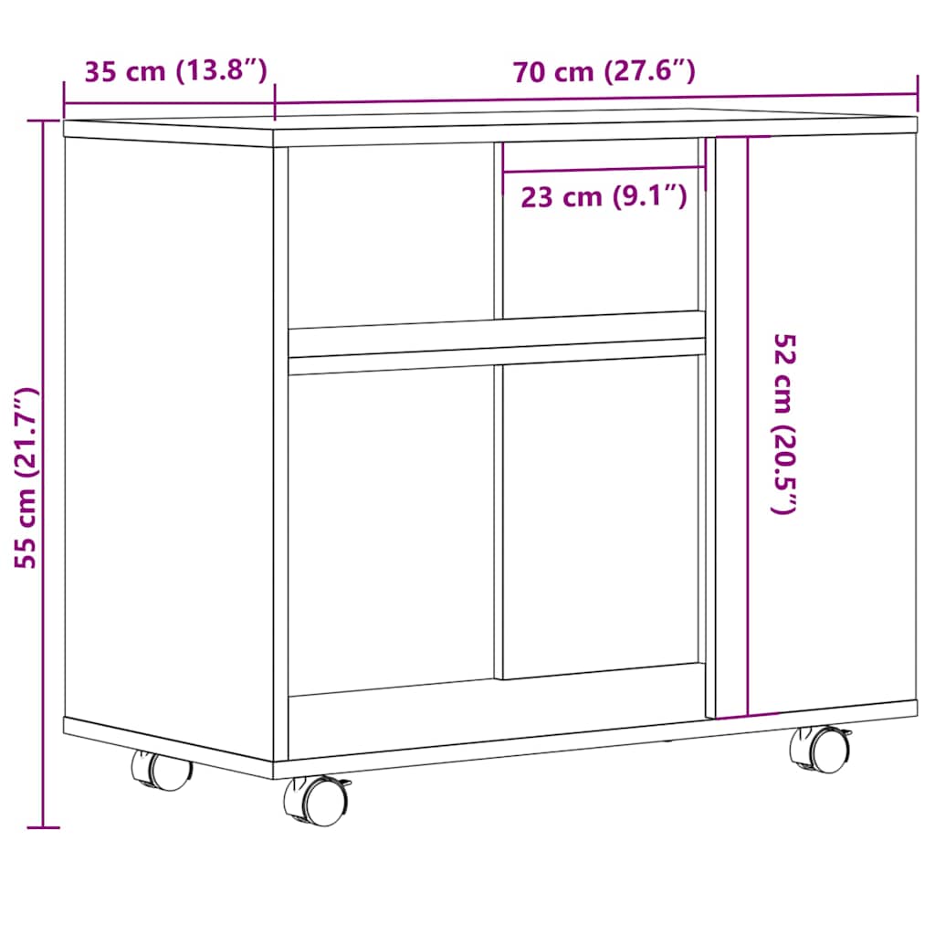 Sidebord Gammelt Tre 70X35X55 Cm Konstruert Tre