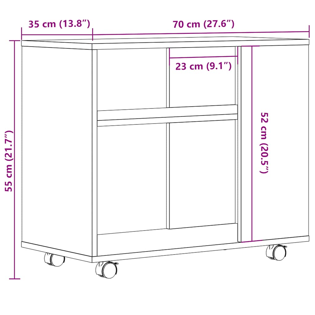 Sidebord Artisan Eik 70X35X55 Cm Konstruert Tre