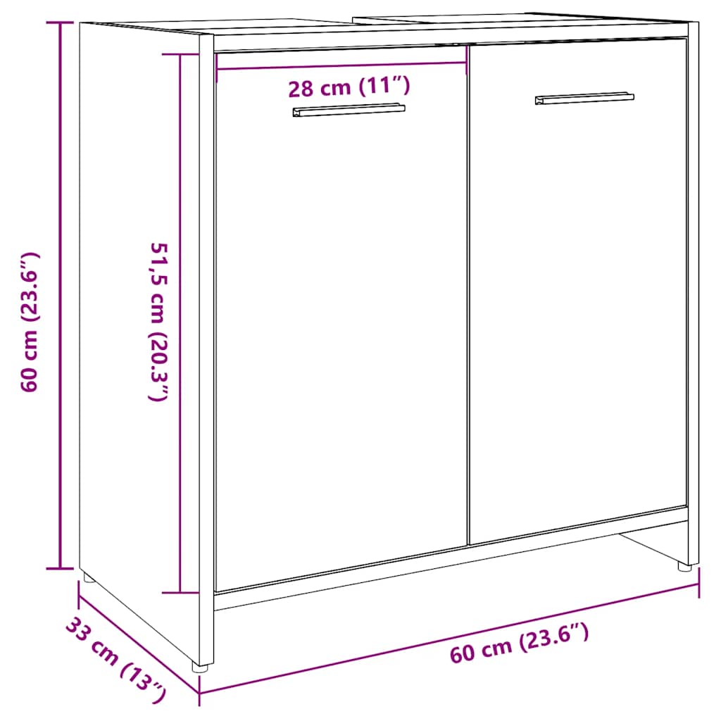 Badeservantskap Artisan Eik 60X33X60 Cm Konstruert Tre