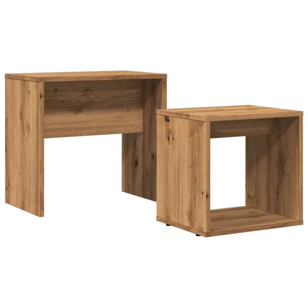 Stablebare Salongbord 2 Stk Artisan Eik Konstruert Tre