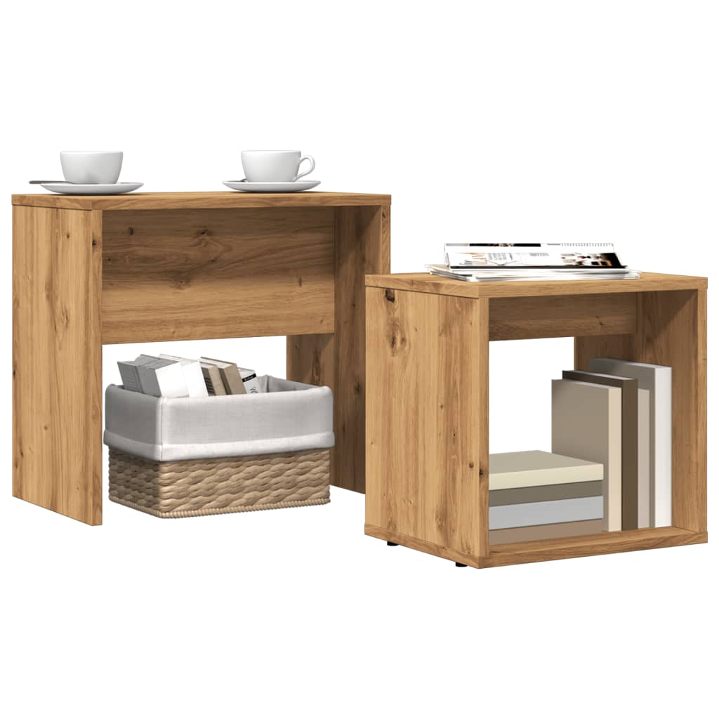 Stablebare Salongbord 2 Stk Artisan Eik Konstruert Tre