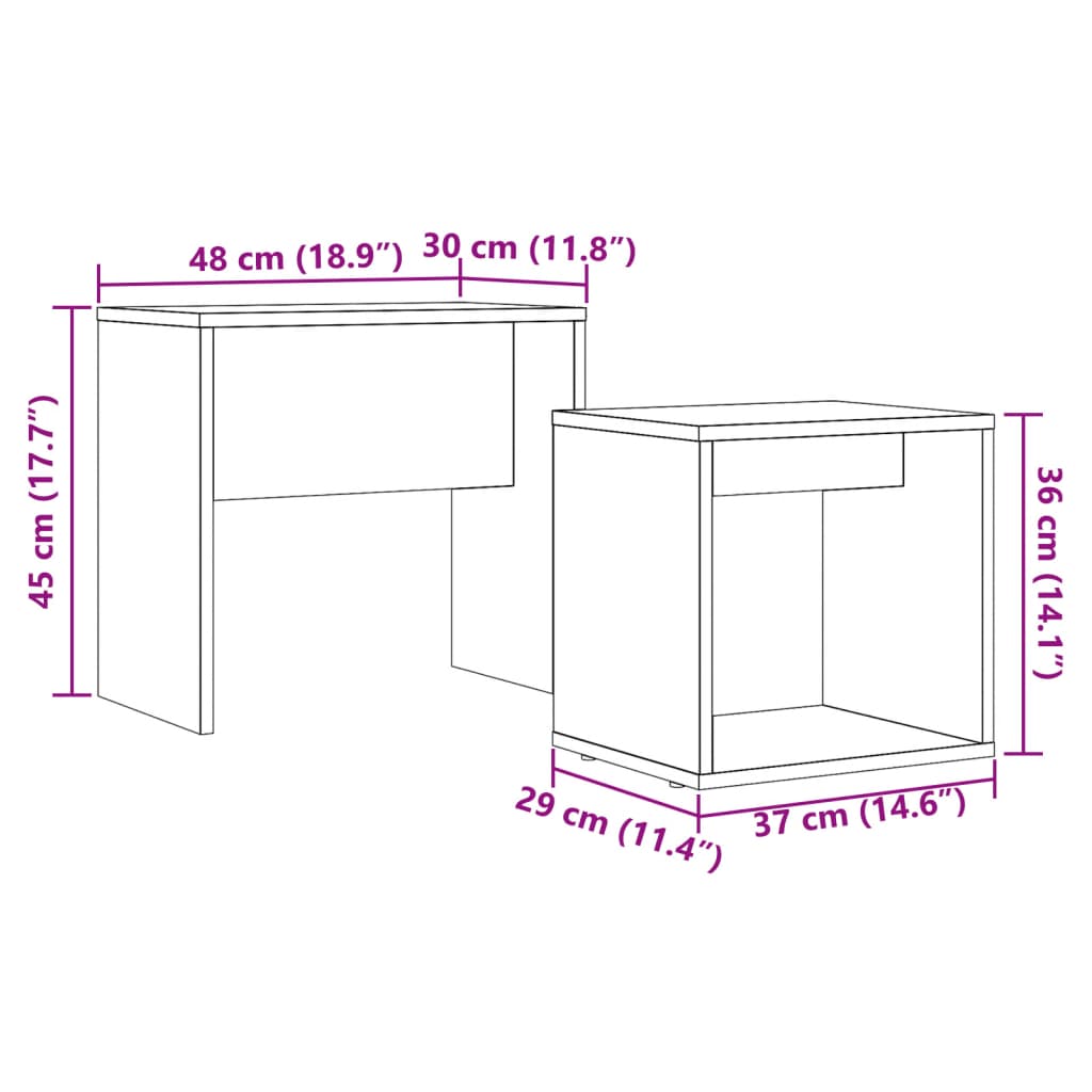 Stablebare Salongbord 2 Stk Artisan Eik Konstruert Tre