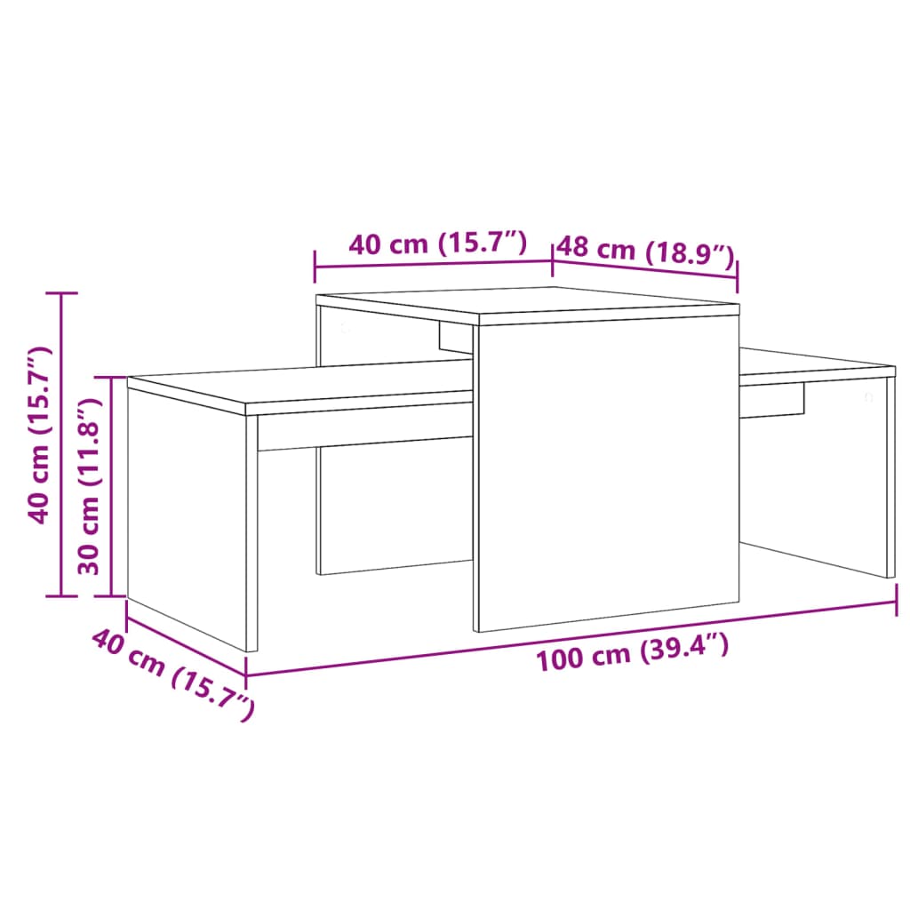 Salongbord Artisan Eik 100X48X40 Cm Sponplate