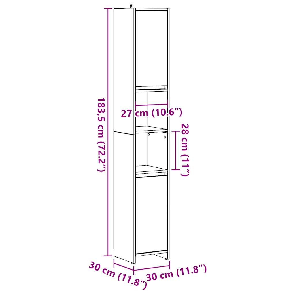 Baderomsskap Gammelt Tre 30X30X183,5 Cm Konstruert Tre