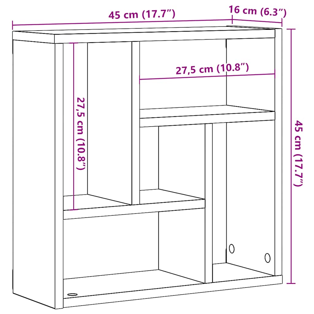 Vegghylle Artisan Eik 45X16X45 Cm Konstruert Tre