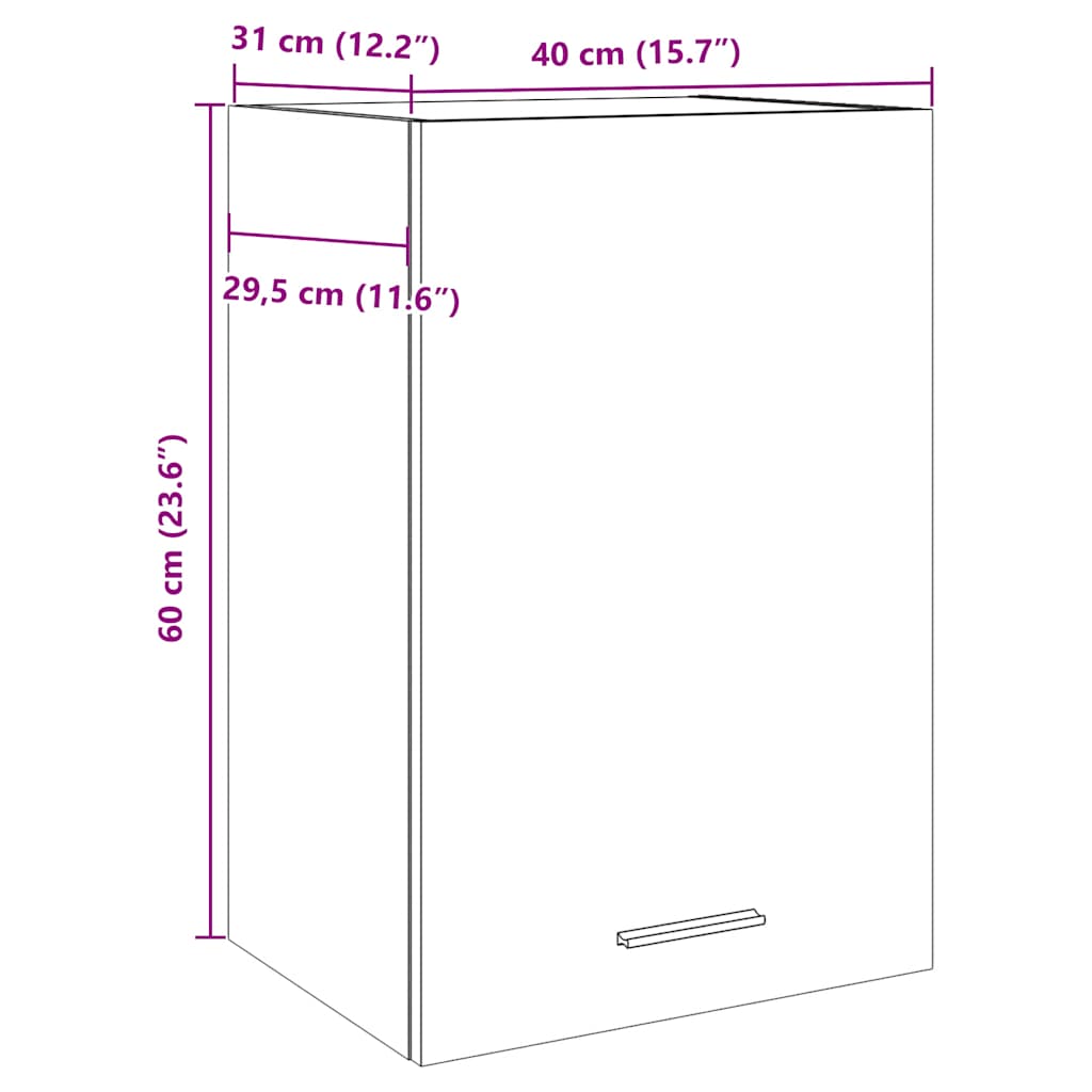 Hengende Skap &quot;Lyon&quot; Artisan Eik 40X31X60 Cm Konstruert Tre