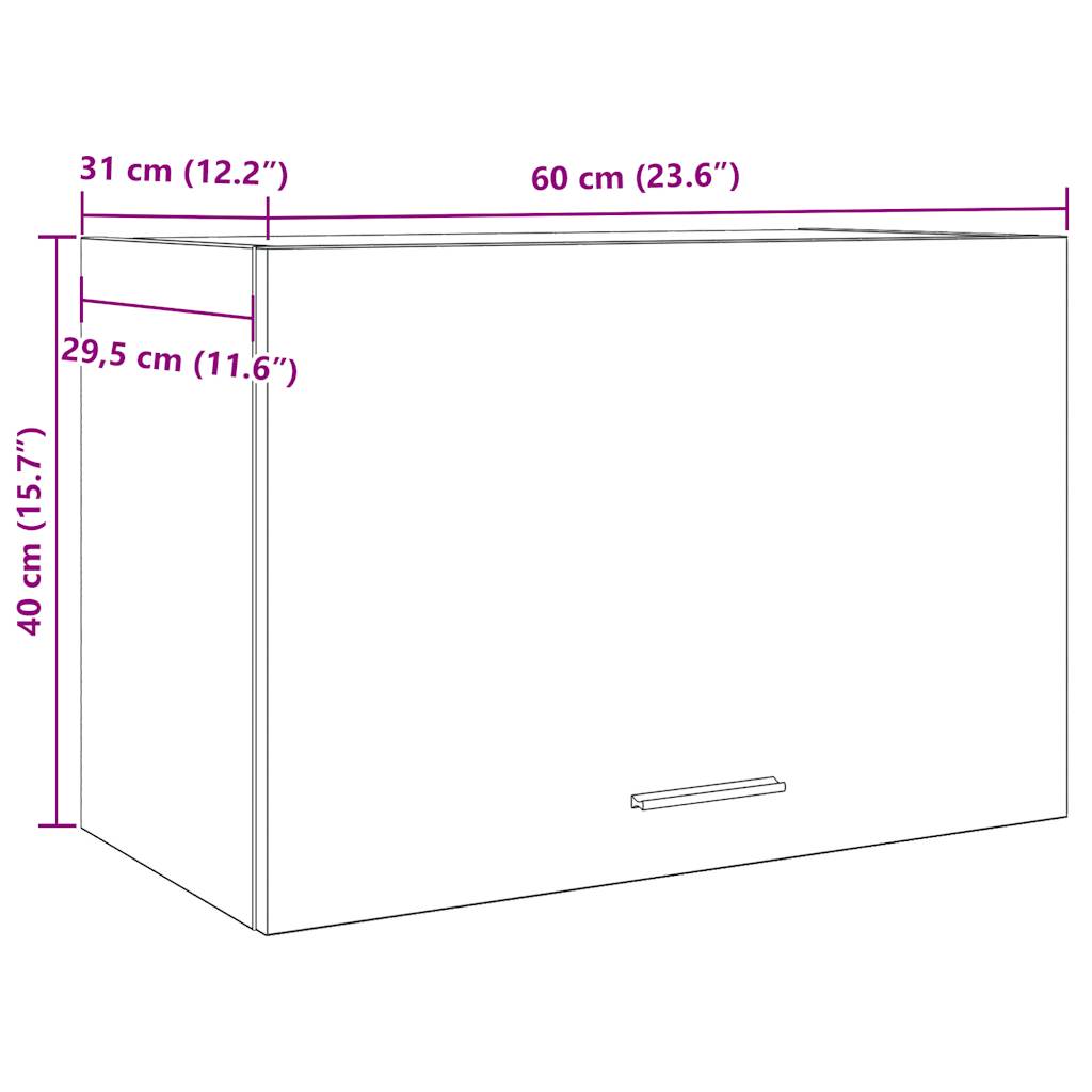 Hengende Skap &quot;Lyon&quot; Artisan Eik 60X31X40 Cm Konstruert Tre