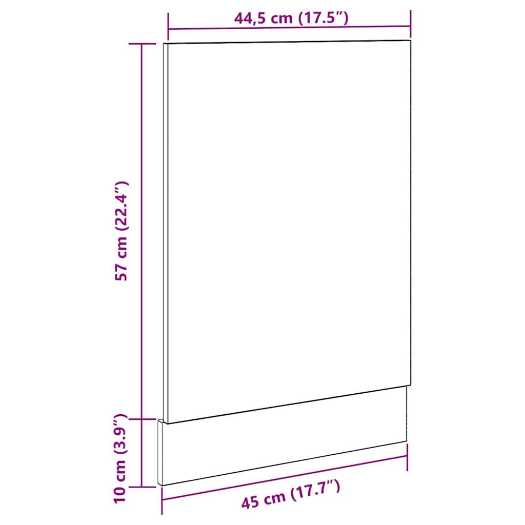 Oppvaskmaskinspanel &quot;Lyon&quot; Gammelt Tre 45X3X67 Cm
