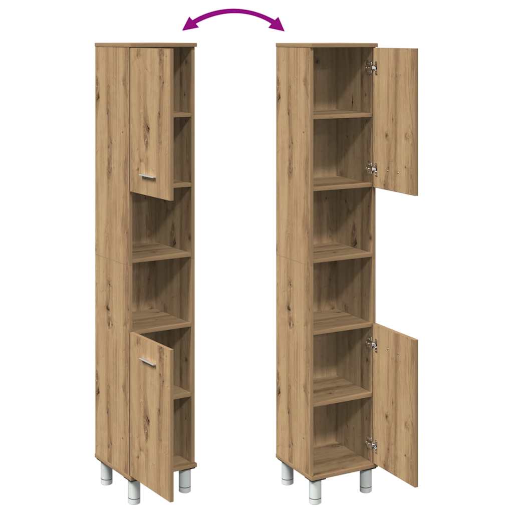 Baderomsskap Artisan Eik 30X30X179 Cm Konstruert Tre