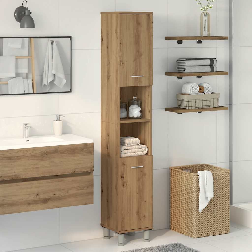 Baderomsskap Artisan Eik 30X30X179 Cm Konstruert Tre