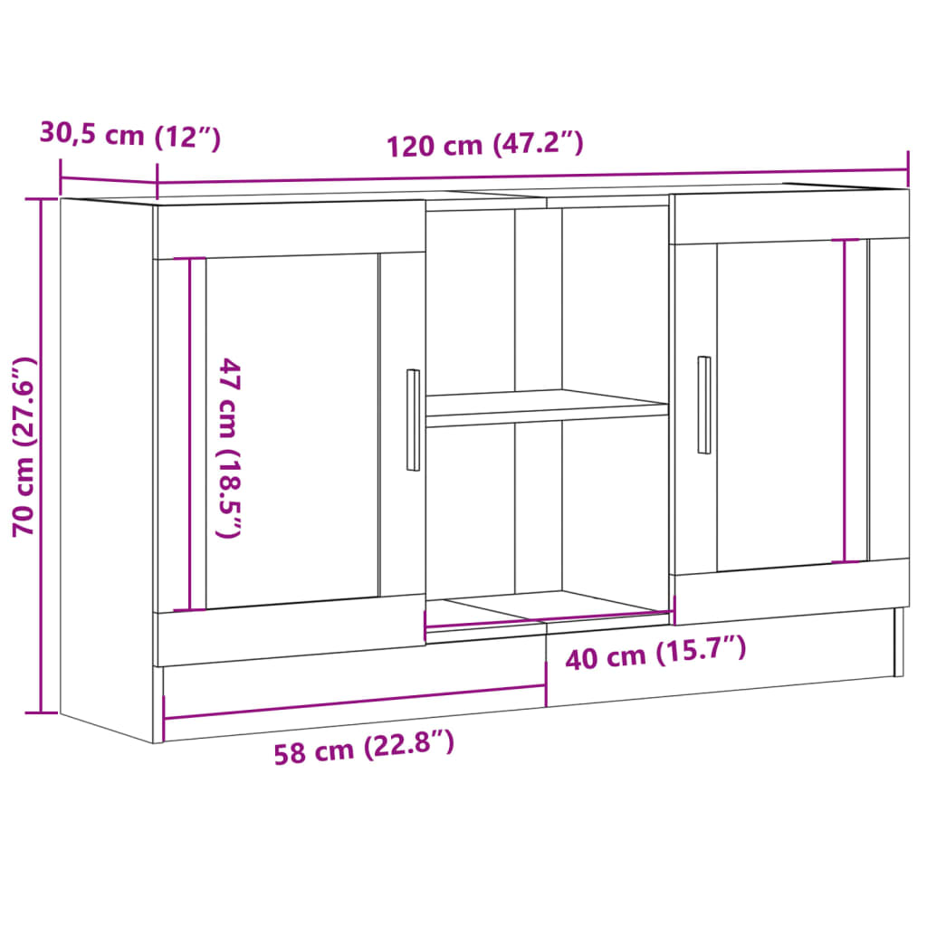 Skjenk Artisan Eik 120X30,5X70 Cm Konstruert Tre
