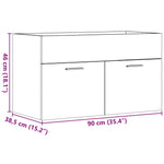 Servantskap Betonggrå 90X38,5X46 Cm Konstruert Tre