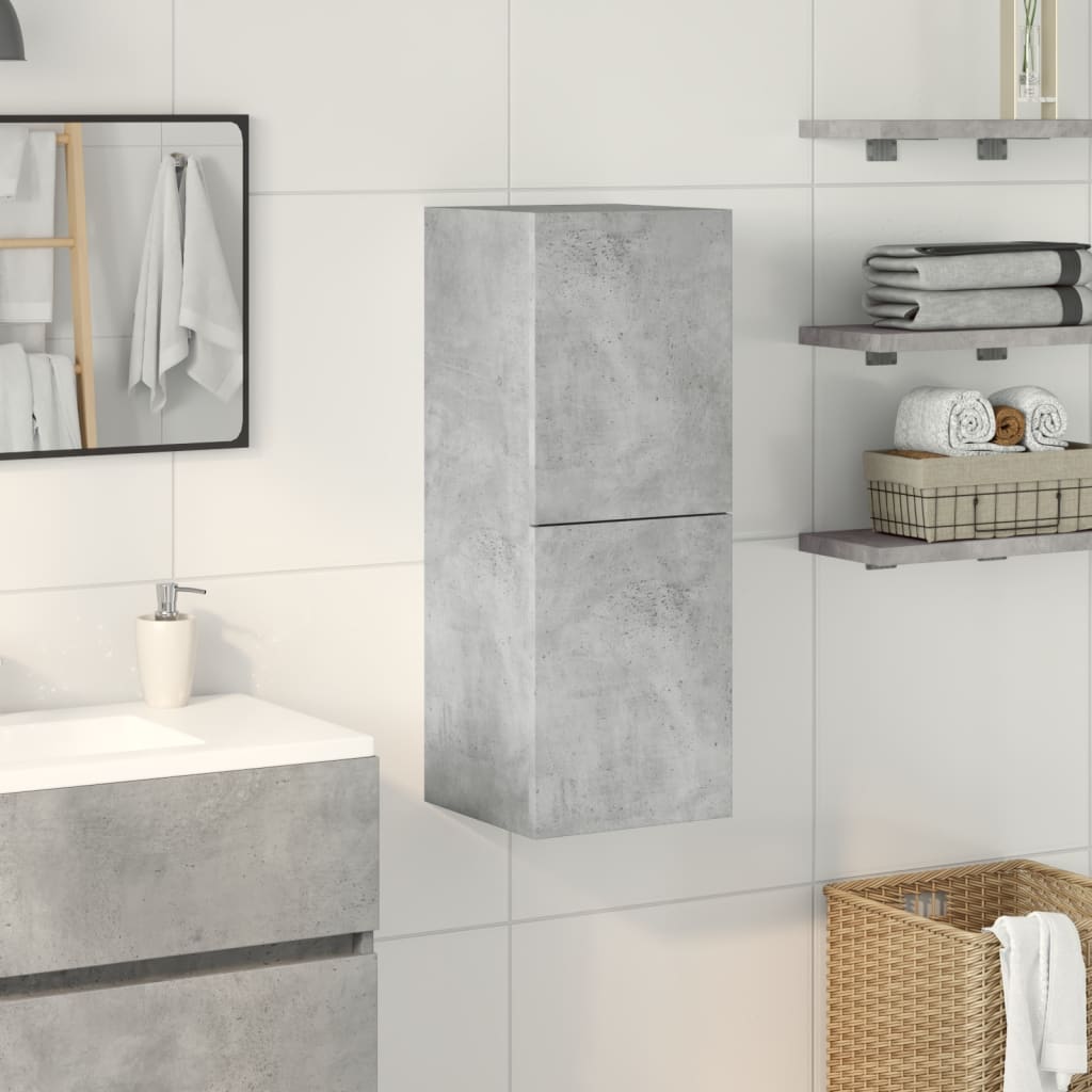 Hengende Baderomsskap Betonggrå 30X30X80 Cm Konstruert Tre