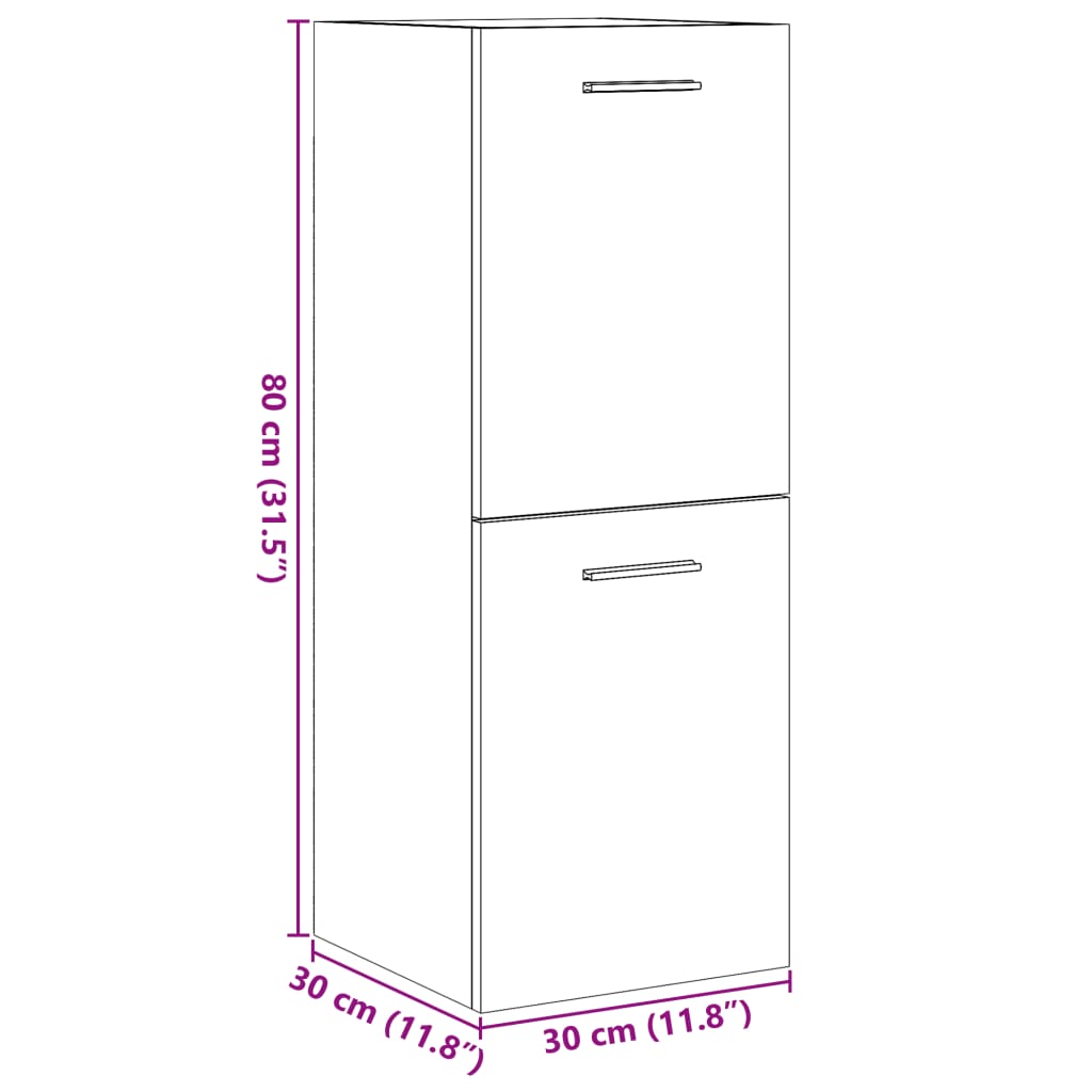 Hengende Baderomsskap Betonggrå 30X30X80 Cm Konstruert Tre