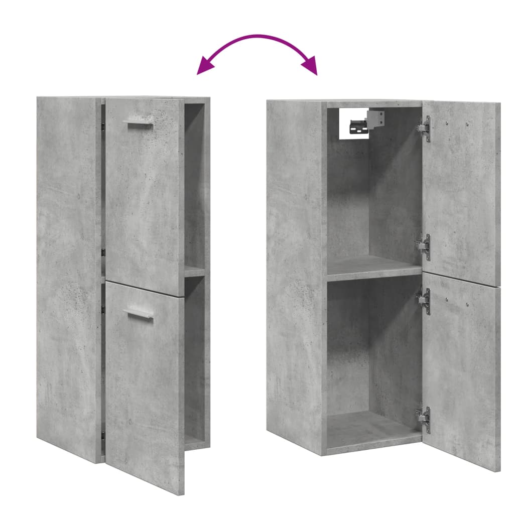 Hengende Baderomsskap Betonggrå 30X30X80 Cm Konstruert Tre