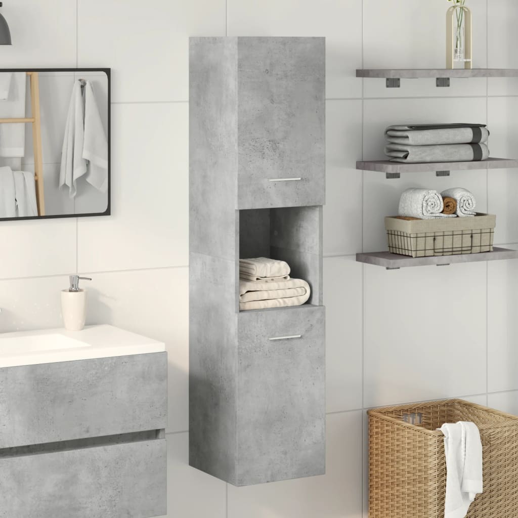 Hengende Baderomsskap Betonggrå 30X30X130 Cm Konstruert Tre