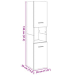 Hengende Baderomsskap Betonggrå 30X30X130 Cm Konstruert Tre