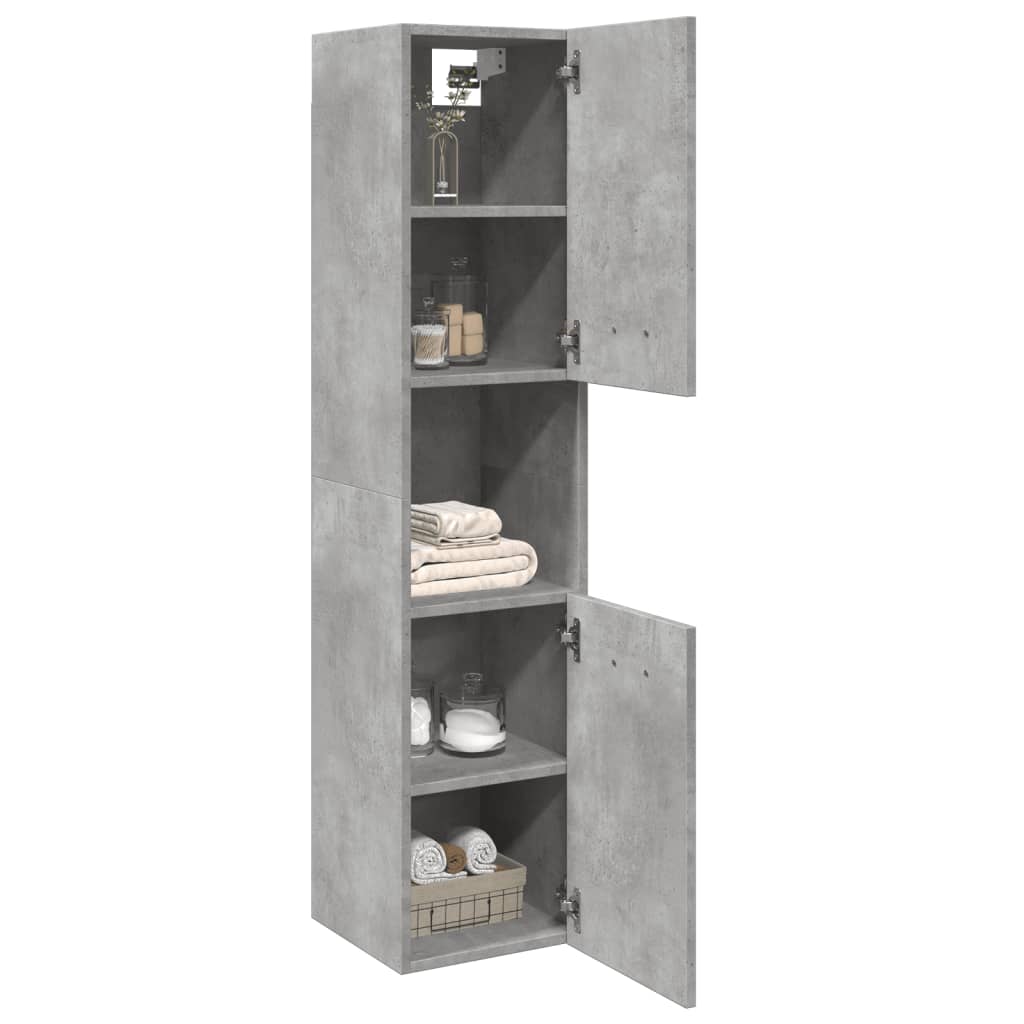 Hengende Baderomsskap Betonggrå 30X30X130 Cm Konstruert Tre