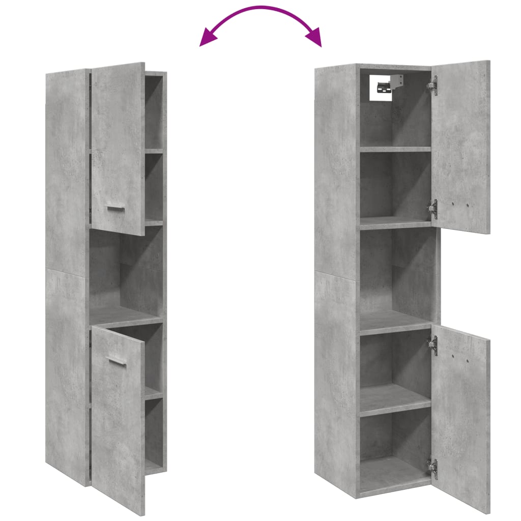 Hengende Baderomsskap Betonggrå 30X30X130 Cm Konstruert Tre