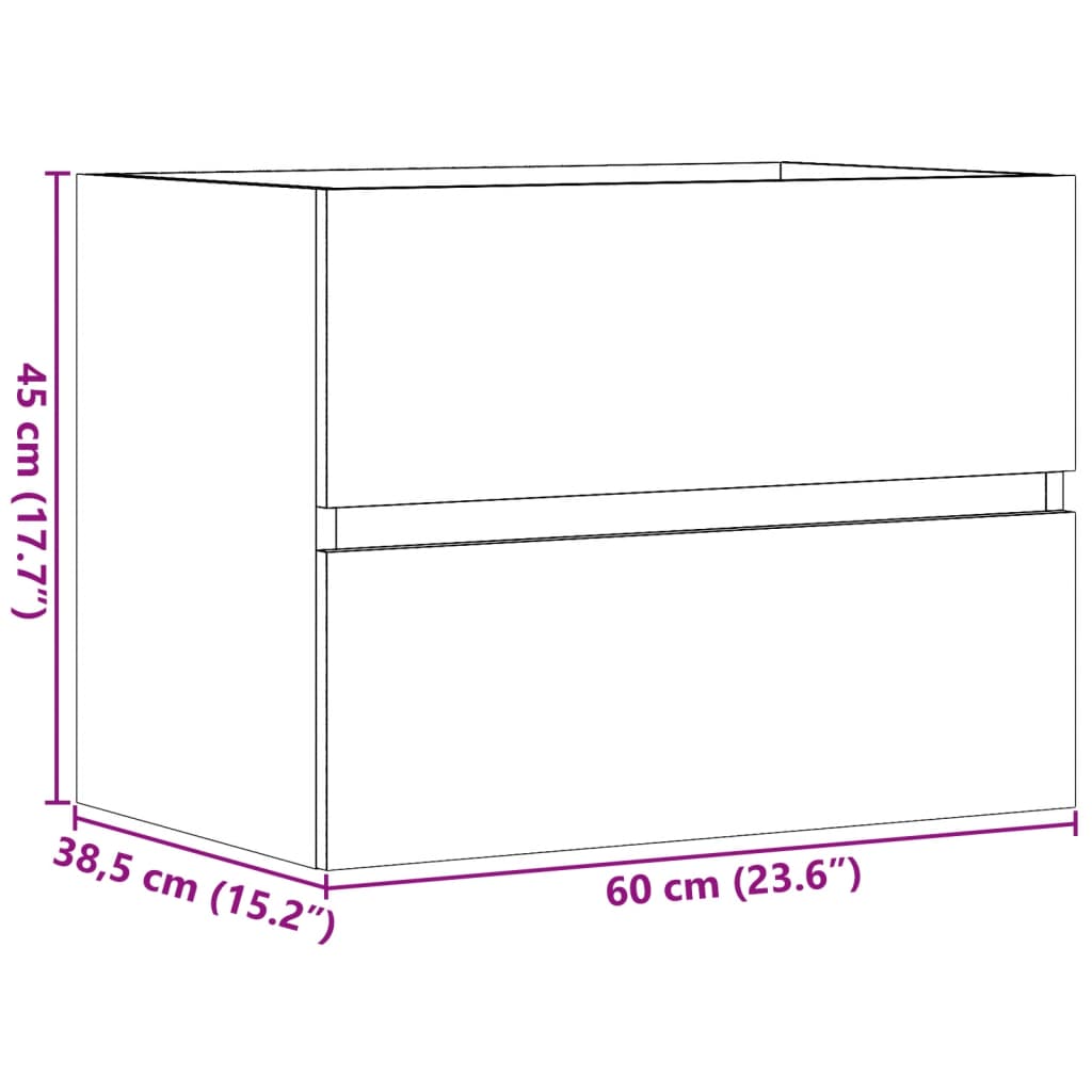 Baderomsskap Betonggrå 60X38,5X45 Cm Konstruert Tre
