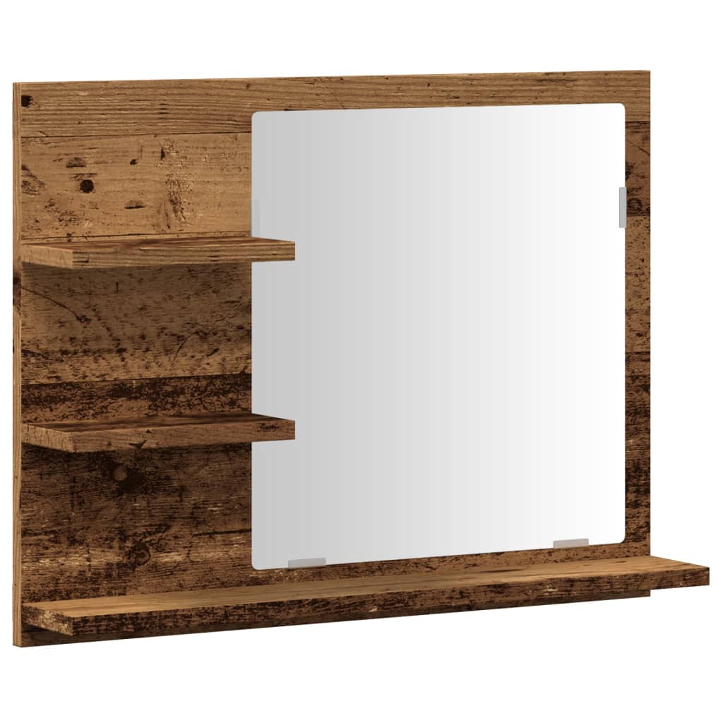 Baderomshylle Med Speil Gammelt Tre 60X10,5X45 Cm