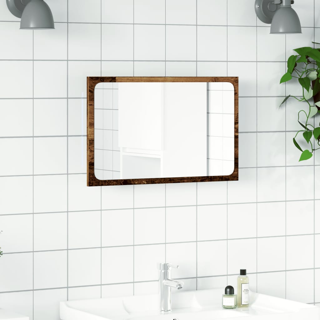 Baderomsspeil Med Led-Lys Betonggrå 60X8,5X38 Cm