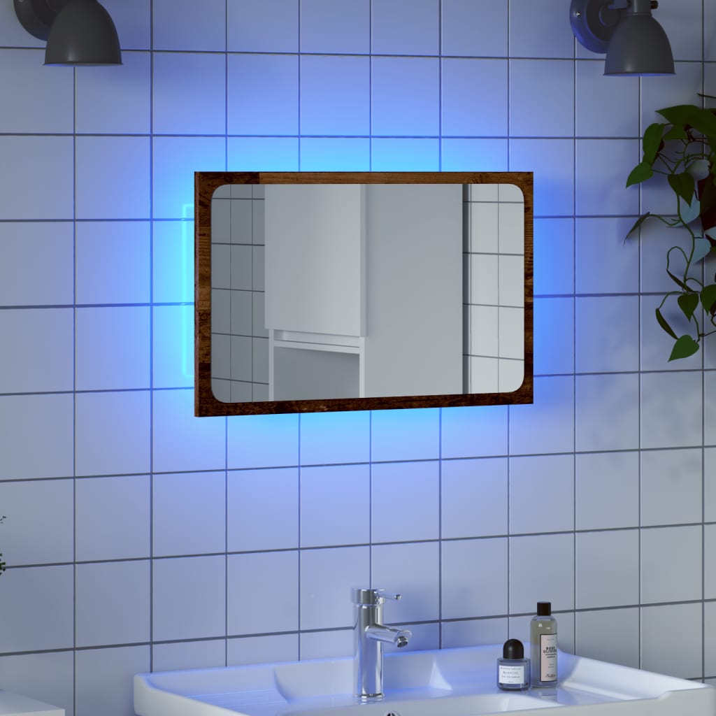 Baderomsspeil Med Led-Lys Betonggrå 60X8,5X38 Cm