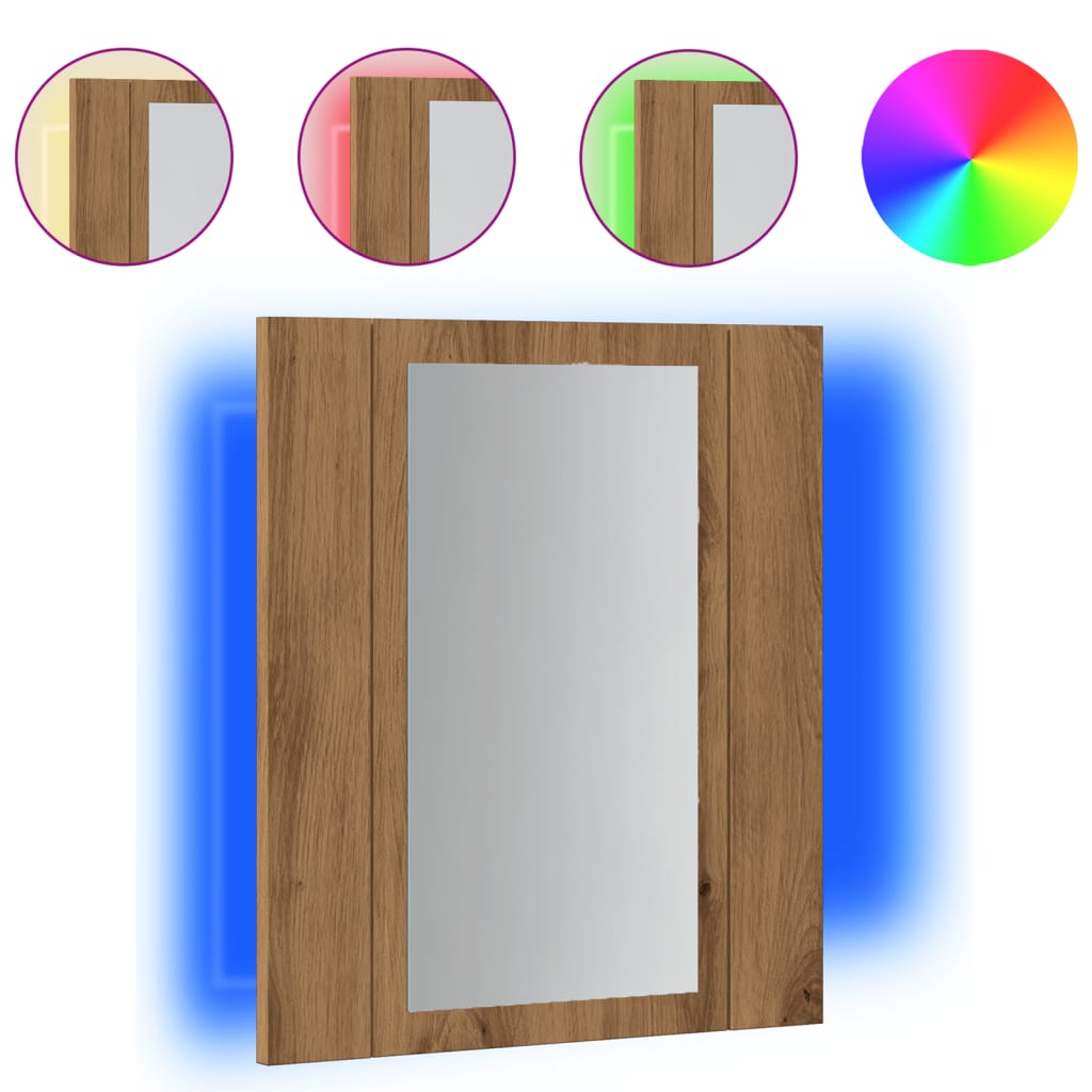 Speilskap Med Led Artisan Eik 40X12X45 Cm Konstruert Tre
