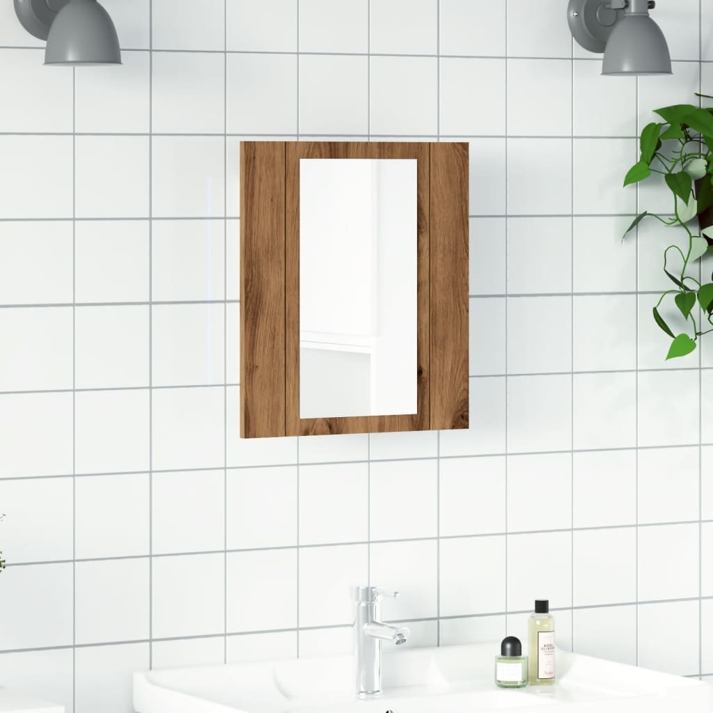 Speilskap Med Led Artisan Eik 40X12X45 Cm Konstruert Tre