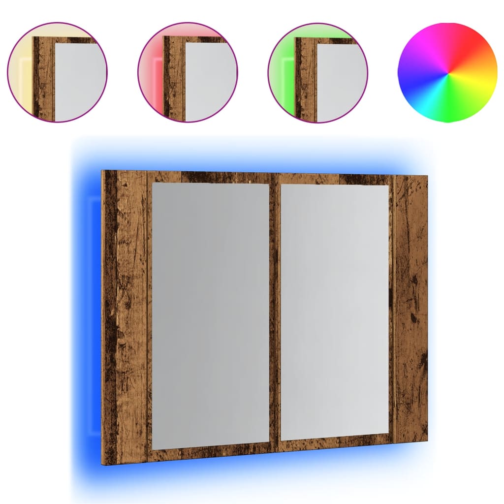 Speilskap Med Led Gammelt Tre 60X12X45 Cm Konstruert Tre