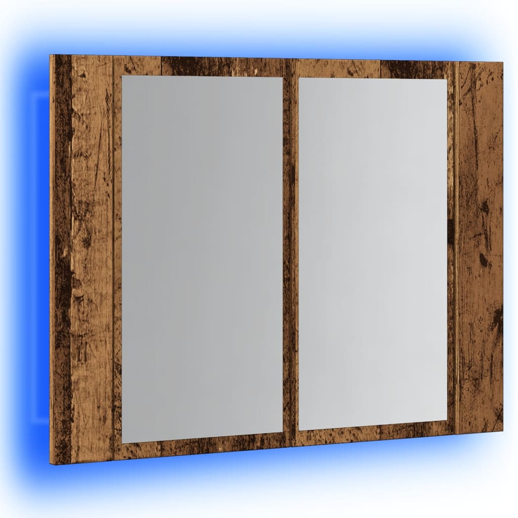 Speilskap Med Led Gammelt Tre 60X12X45 Cm Konstruert Tre