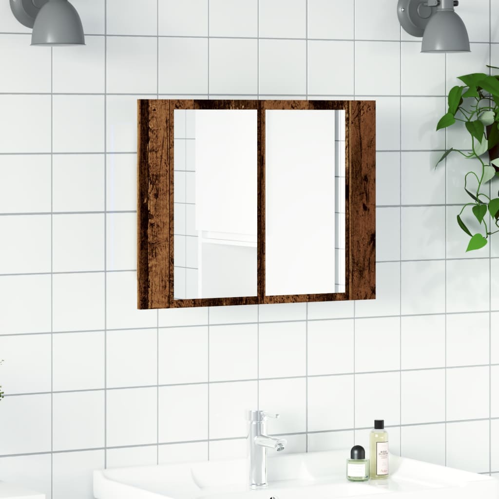 Speilskap Med Led Gammelt Tre 60X12X45 Cm Konstruert Tre