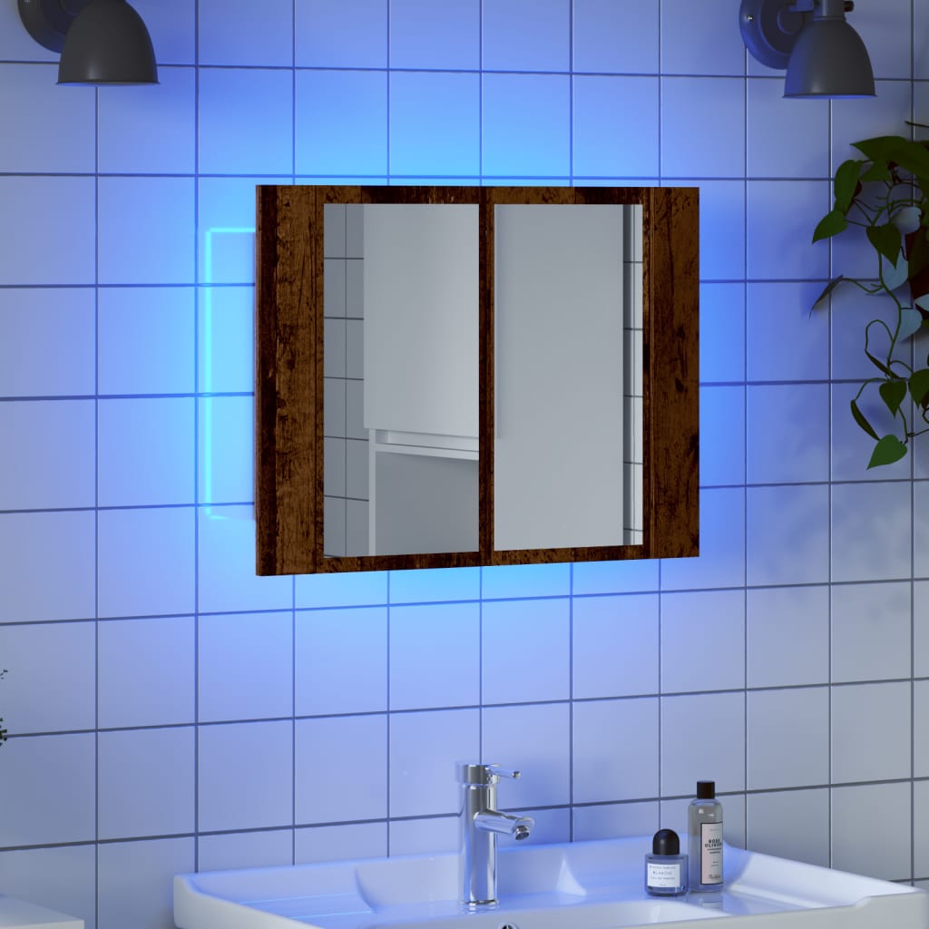 Speilskap Med Led Gammelt Tre 60X12X45 Cm Konstruert Tre