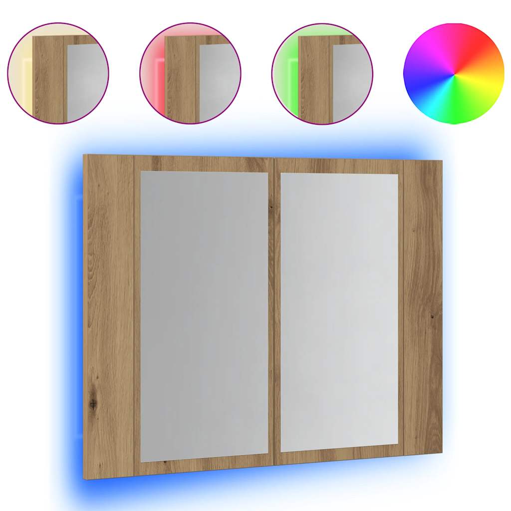 Speilskap Med Led Artisan Eik 60X12X45 Cm Konstruert Tre