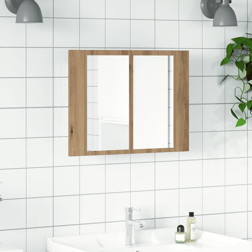 Speilskap Med Led Artisan Eik 60X12X45 Cm Konstruert Tre