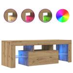 Tv-Benk Med Led-Lys Artisan Eik 120X36,5X40 Cm Konstruert Tre