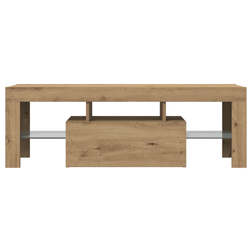 Tv-Benk Med Led-Lys Artisan Eik 120X36,5X40 Cm Konstruert Tre