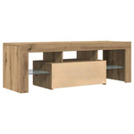 Tv-Benk Med Led-Lys Artisan Eik 120X36,5X40 Cm Konstruert Tre