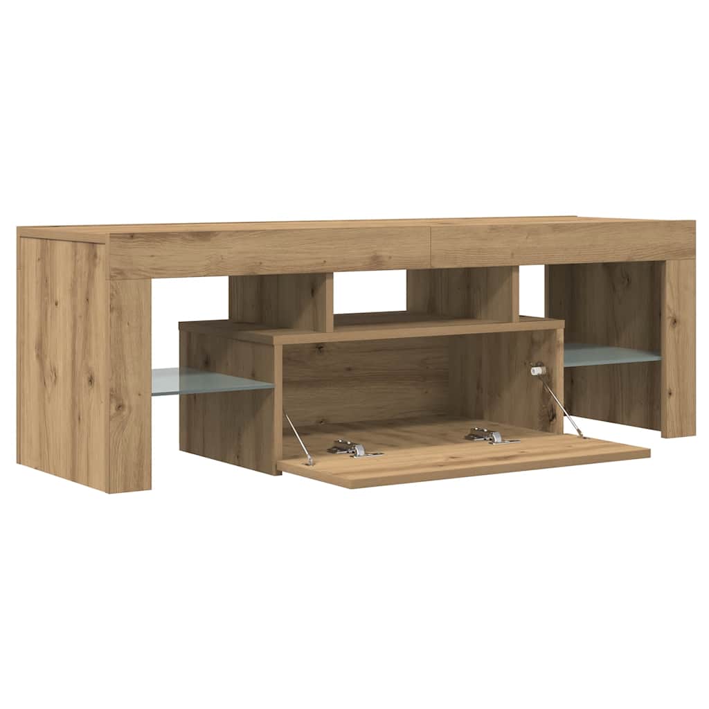 Tv-Benk Med Led-Lys Artisan Eik 120X36,5X40 Cm Konstruert Tre