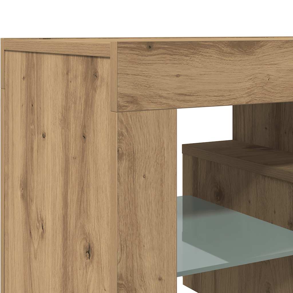 Tv-Benk Med Led-Lys Artisan Eik 120X36,5X40 Cm Konstruert Tre