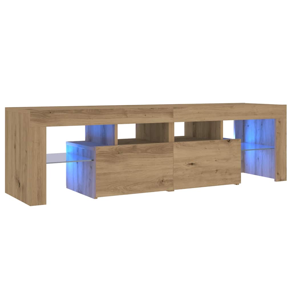 Tv-Benk Med Led-Lys Artisan Eik 140X36,5X40 Cm Konstruert Tre