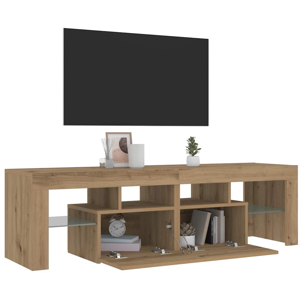 Tv-Benk Med Led-Lys Artisan Eik 140X36,5X40 Cm Konstruert Tre