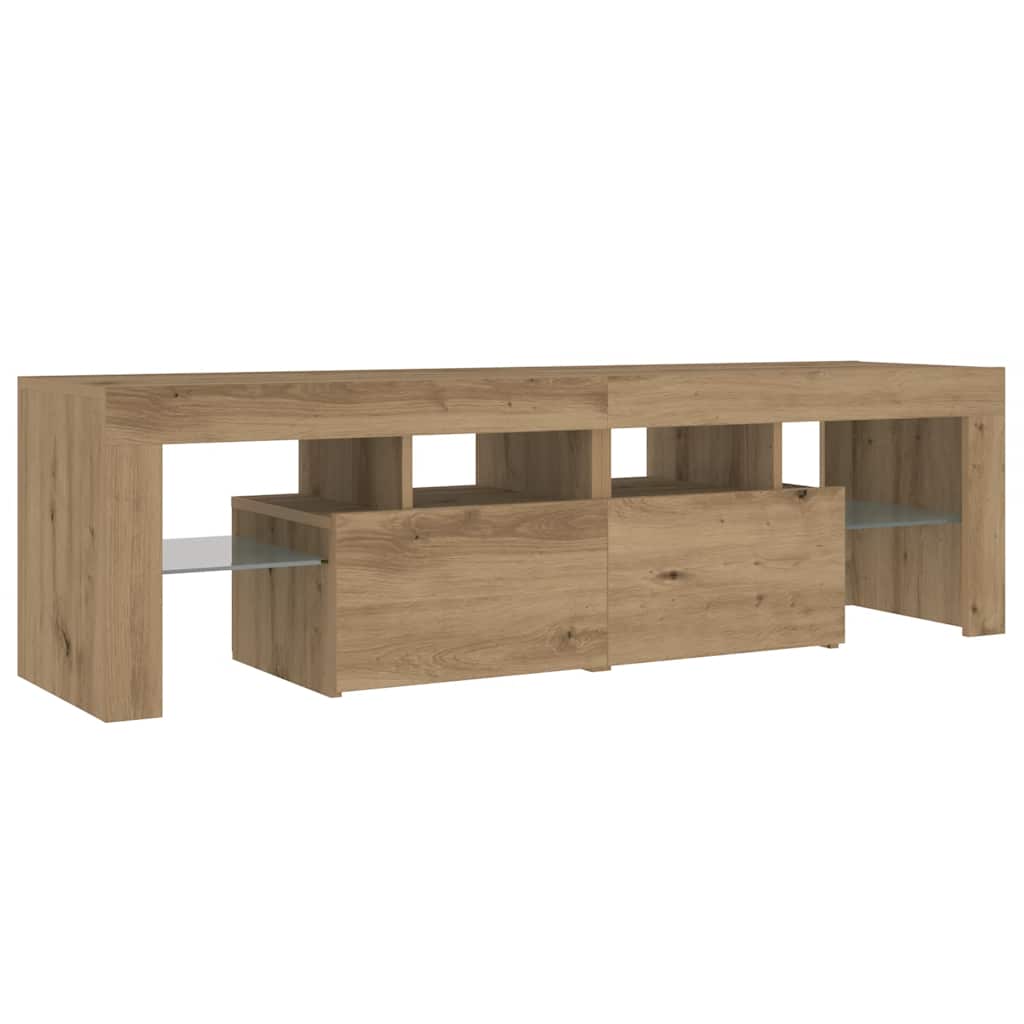 Tv-Benk Med Led-Lys Artisan Eik 140X36,5X40 Cm Konstruert Tre