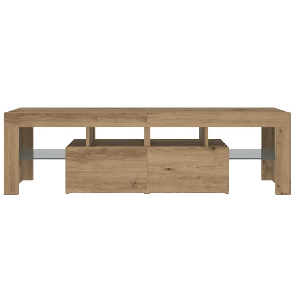 Tv-Benk Med Led-Lys Artisan Eik 140X36,5X40 Cm Konstruert Tre