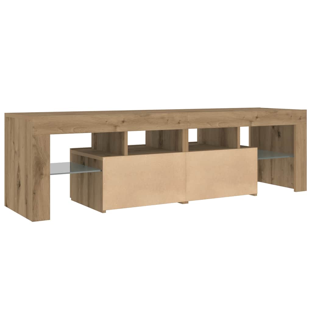 Tv-Benk Med Led-Lys Artisan Eik 140X36,5X40 Cm Konstruert Tre