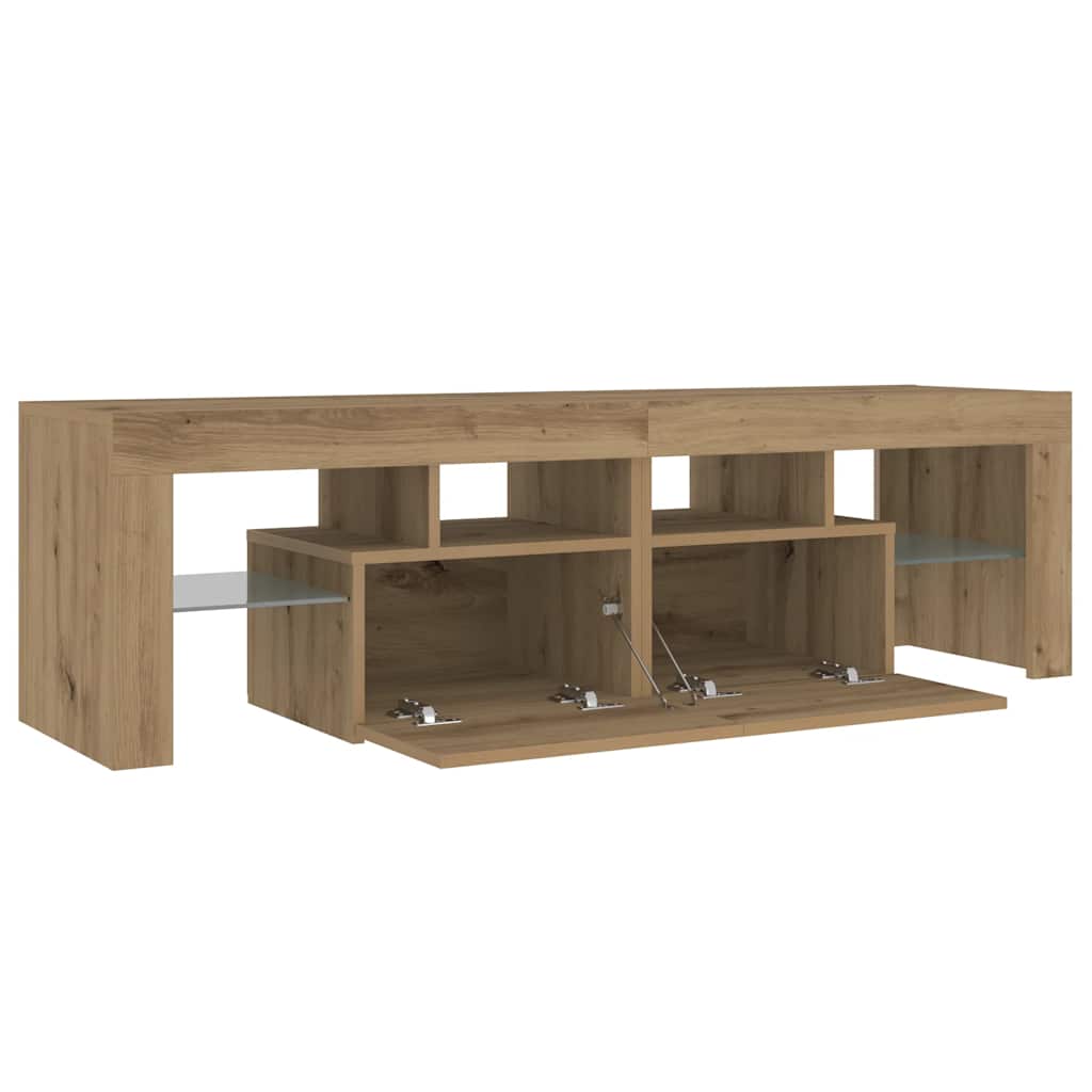 Tv-Benk Med Led-Lys Artisan Eik 140X36,5X40 Cm Konstruert Tre