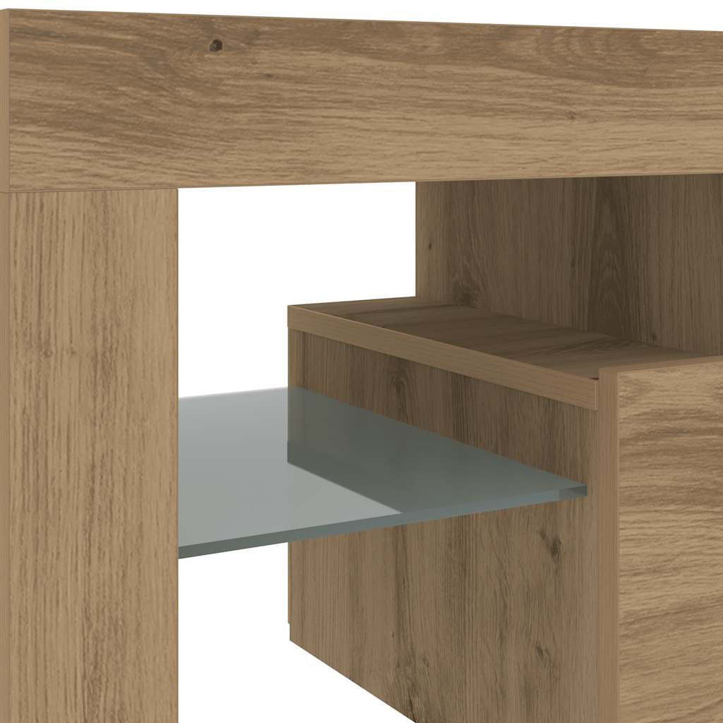 Tv-Benk Med Led-Lys Artisan Eik 140X36,5X40 Cm Konstruert Tre