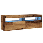 Tv-Benk Med Led-Lys Gammelt Tre 120X35X40 Cm Konstruert Tre