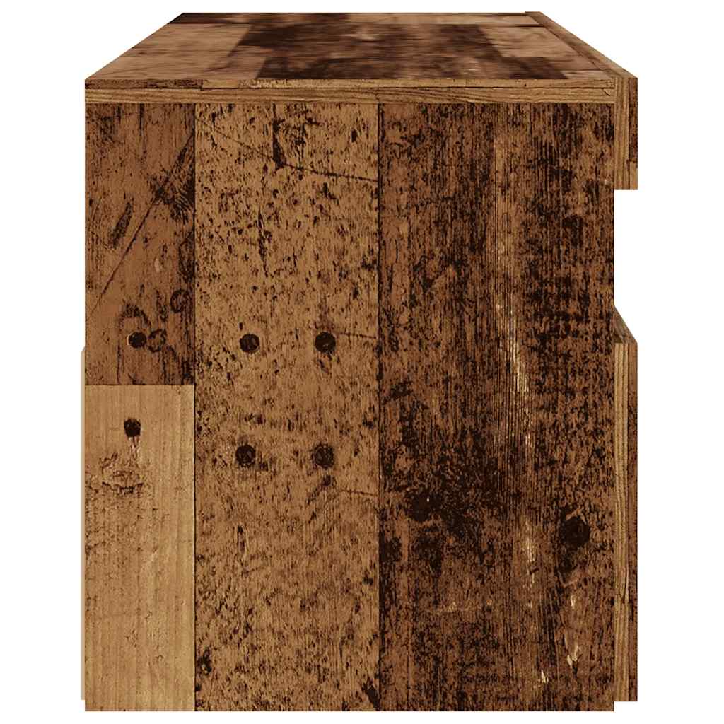 Tv-Benk Med Led-Lys Gammelt Tre 120X35X40 Cm Konstruert Tre